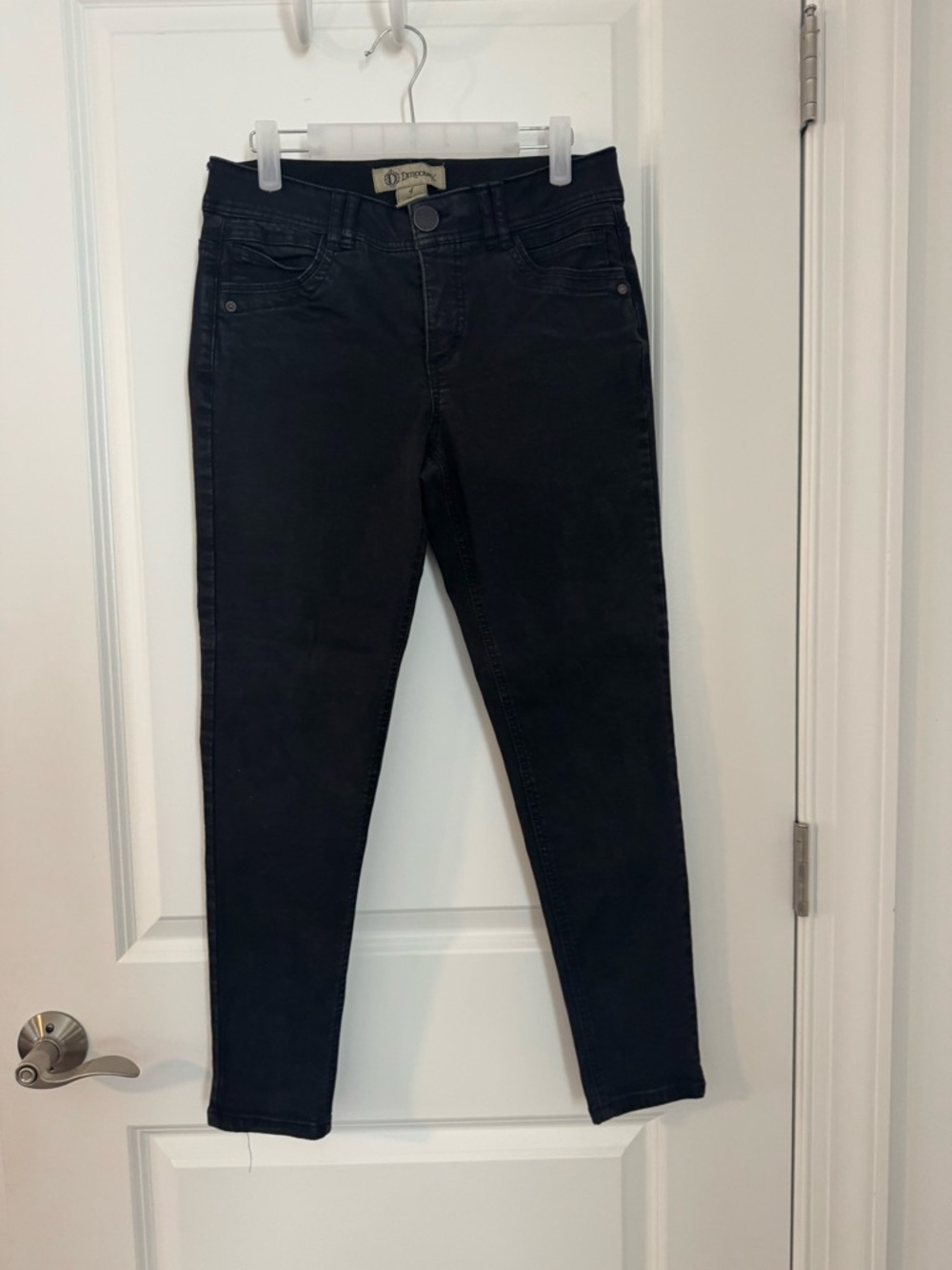 Democracy Black Denim Jeans with Logo Button - Picture 2 of 3